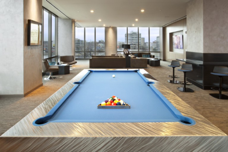 Billiards lounge in The Modern luxury apartment Fort Lee, New Jersey