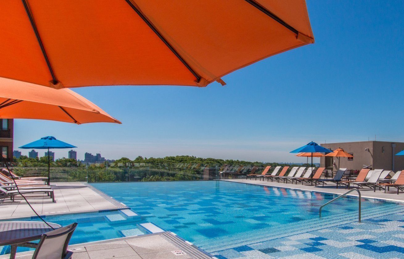 Pool Deck in The Modern luxury apartment Fort Lee, New Jersey